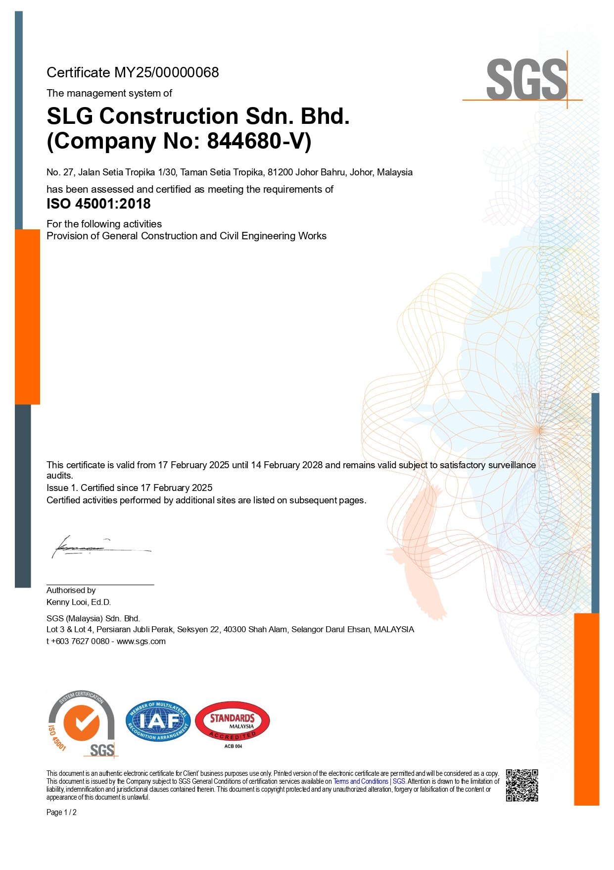 ISO 45001 Certificate 2
